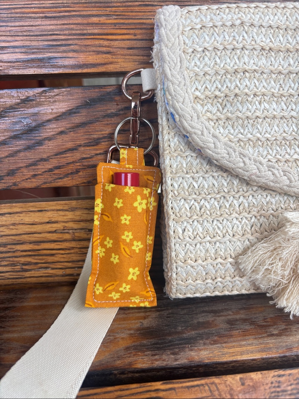Floral Keychain Chapstick Holder